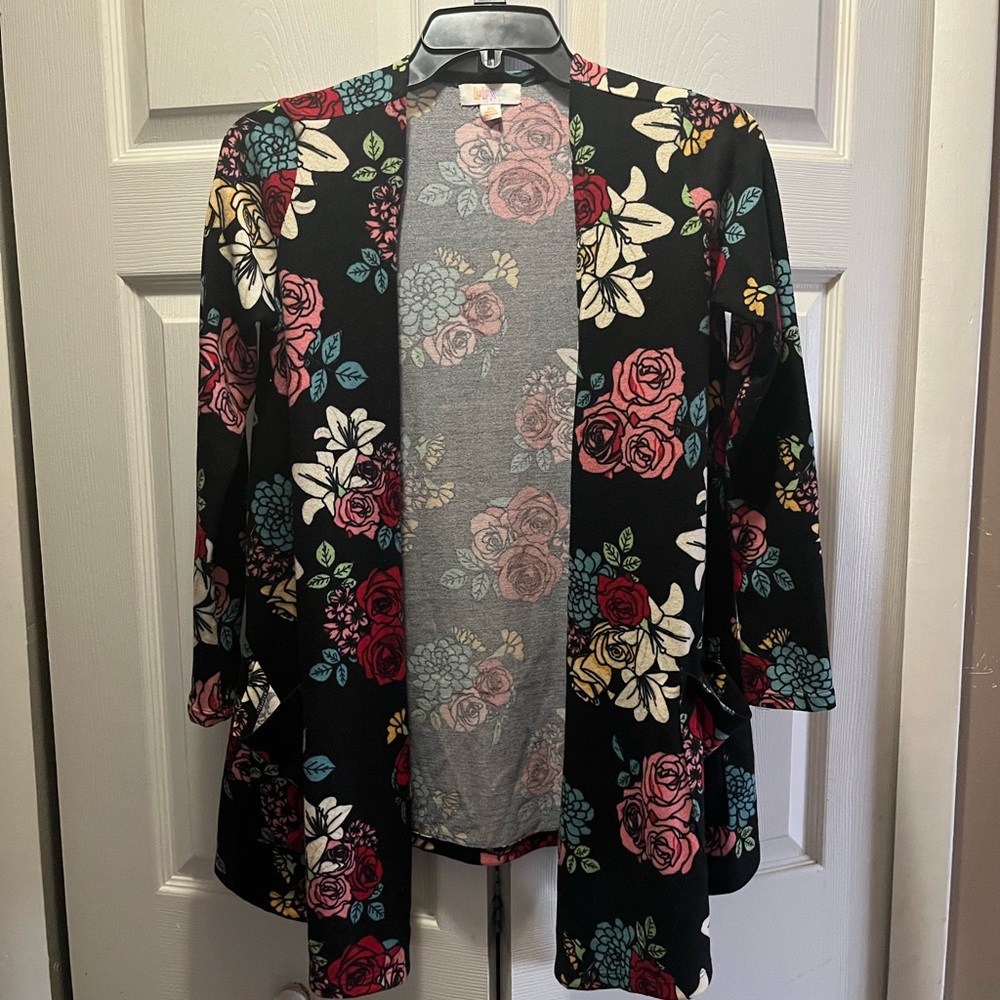 LuLaRoe Black Floral Cardigan